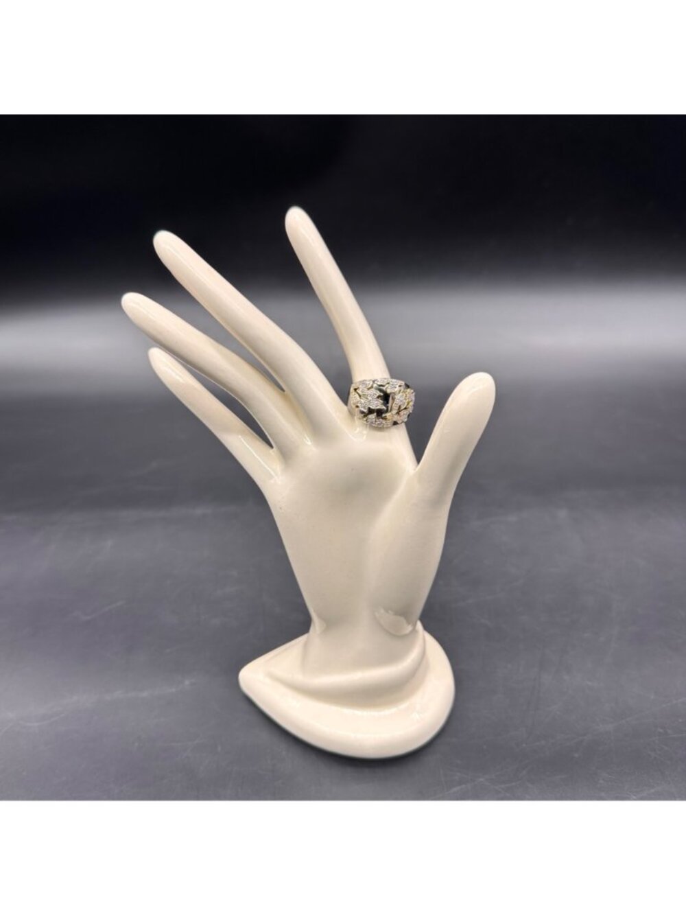 Leaf Botanical Ring Size 8 Sterling Silver Rhodium 18K Gold Vermeil Statement - Picture 2 of 11